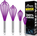 HOTEC 4 Pieces Silicone Whisks Set, Wire Balloon Whisks Egg Beater, Non-slip by Hotec