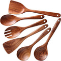 6-Piece Teak Wood Cooking Utensil Set, Wooden Spoons for Cooking