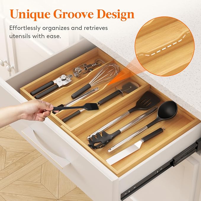Lifewit Utensil Organizer for Kitchen Drawer, Expandable Cooking Utensil Tray - Image 6