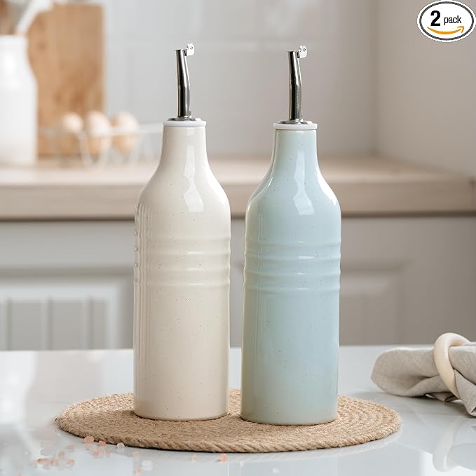 famiware Jupiter 16oz Ceramic Olive Oil Dispenser Bottle, Oil and Vinegar by Famiware