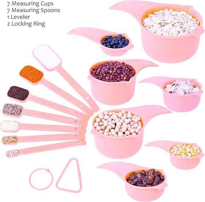 Measuring Cups and Spoons Set, Plastic Measuring Cup Set 15, 7 Measuring Cups & - Image 5