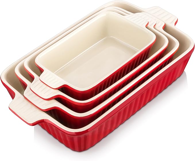 Bakeware Set of 4, MALACASA Porcelain Baking Pans Set by MALACASA
