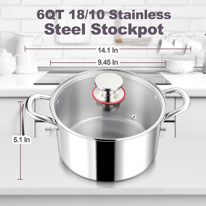 LIANYU 6QT 18/10 Stainless Steel Stockpot - Image 2