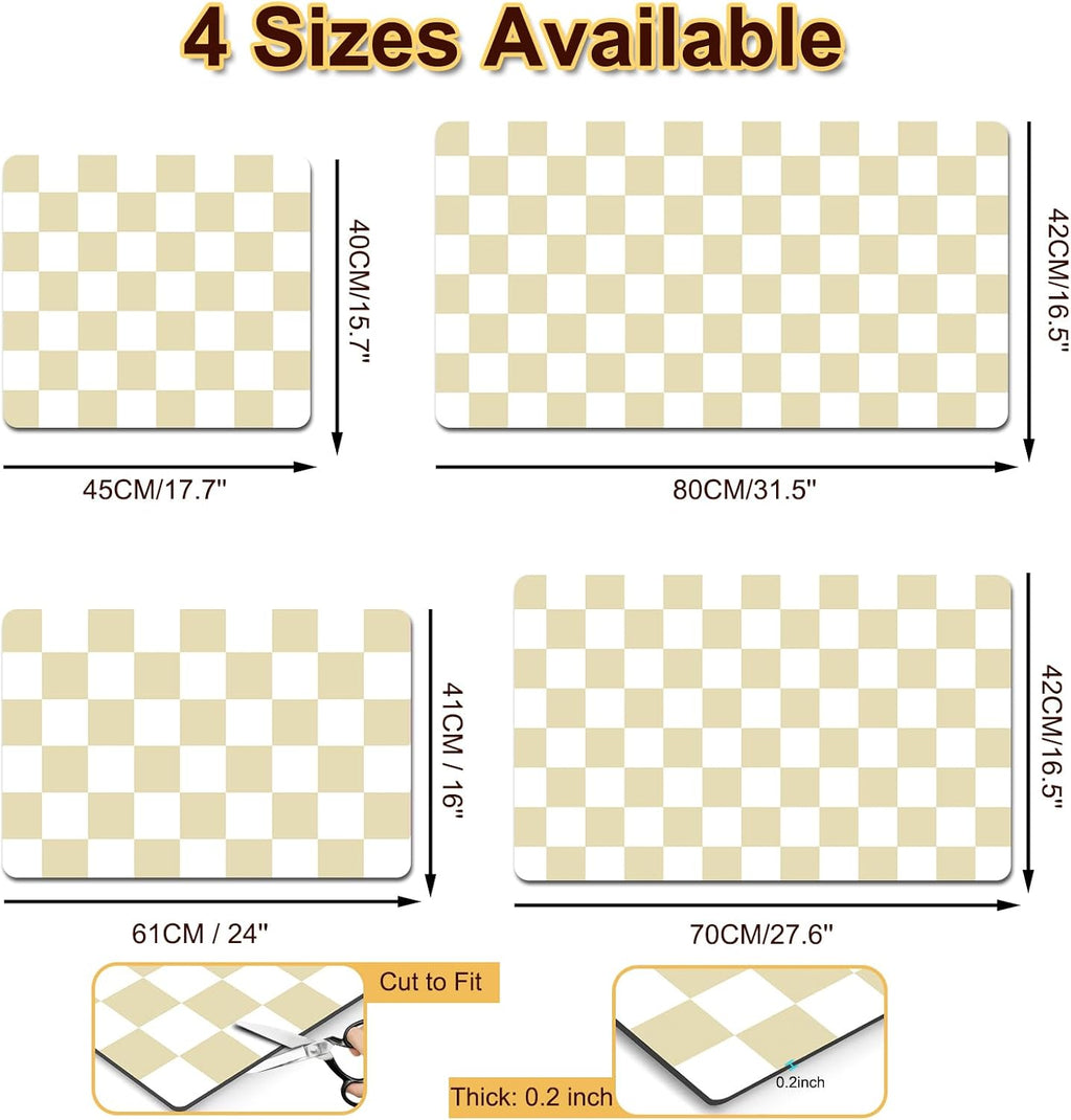 Checkered Dish Drying Mat for Kitchen, 16'' x 24'' Coffee Bar Mat for