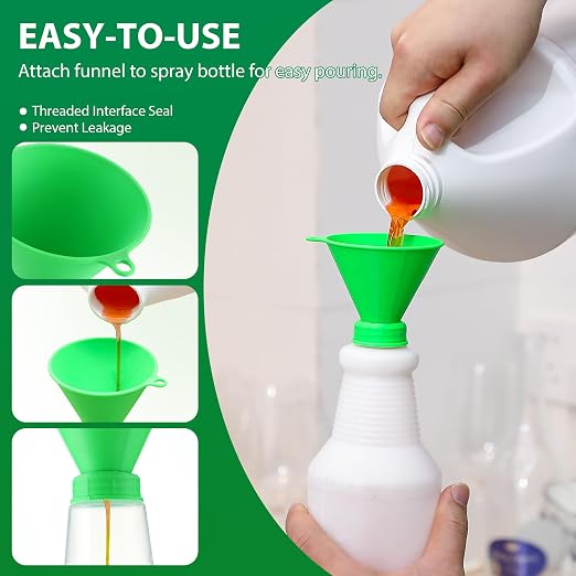 Threaded Funnel Easy Fill Funnel, Twist On Empty Spray Bottle Refill Adapter Fit - Image 4