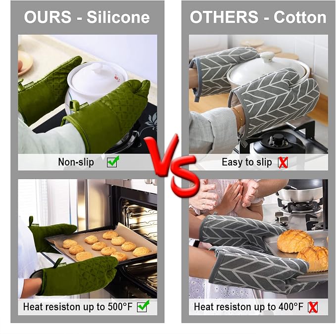 KEGOUU Oven Mitts and Pot Holders 6pcs Set, Kitchen Oven Glove High Heat - Image 5