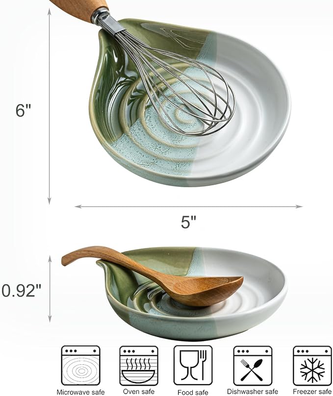 Ceramic Spoon Rest for Kitchen Counter & Stove, Large Spoon Holder for Cooking - Image 4
