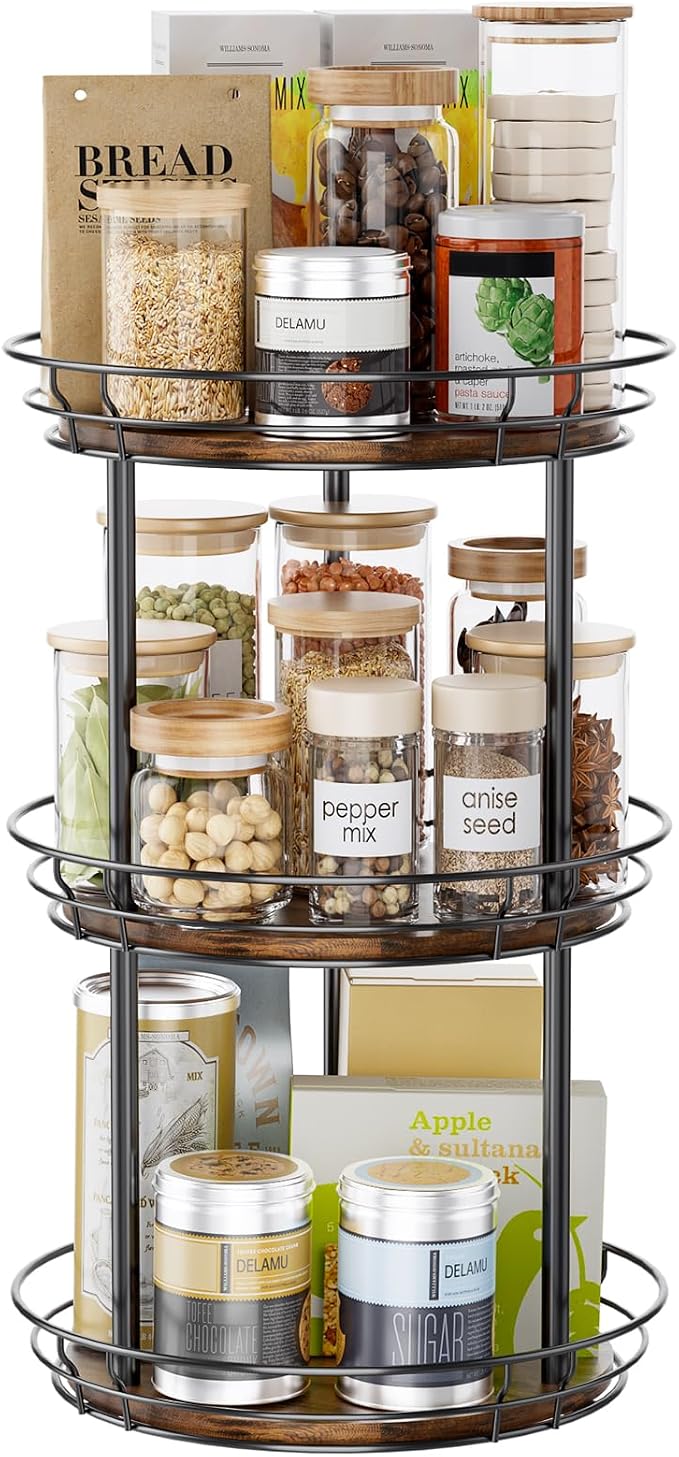 LAMU 12'' Lazy Susan Turntable Organizer, 3 Tier Round Rotating Spice Rack - Image 7