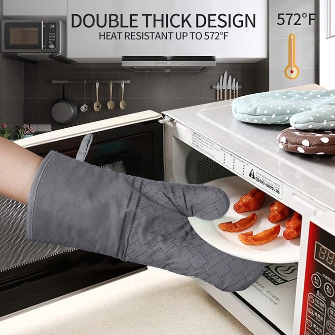 4Pcs Oven Mitts and Pot Holders Set, 572F Heat Resistant Oven Glove, Soft - Image 3