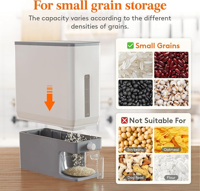 Lifewit 2 Pack Rice Dispenser 25 Lbs, Rice Storage Container Sealed Moisture - Image 4