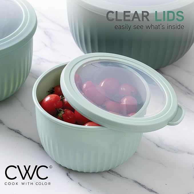 COOK WITH COLOR Prep Bowls with Lids- Wide and Deep Nesting Plastic Small - Image 4