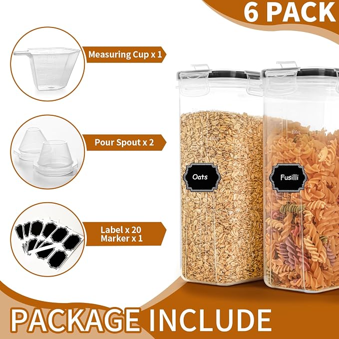 HKJ Chef Cereal Containers Storage Set, Cereal Dispensers - Image 4