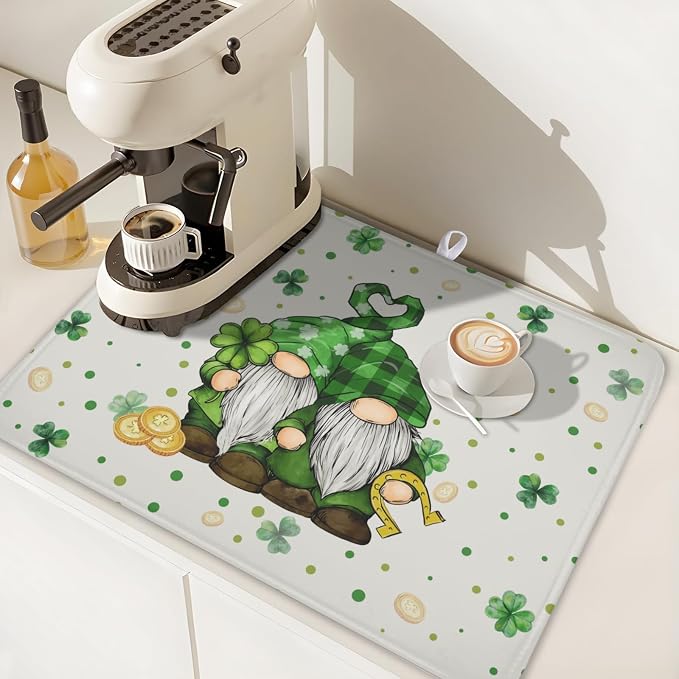 St Patrick's Day Gnome Dish Drying Mat - Image 7
