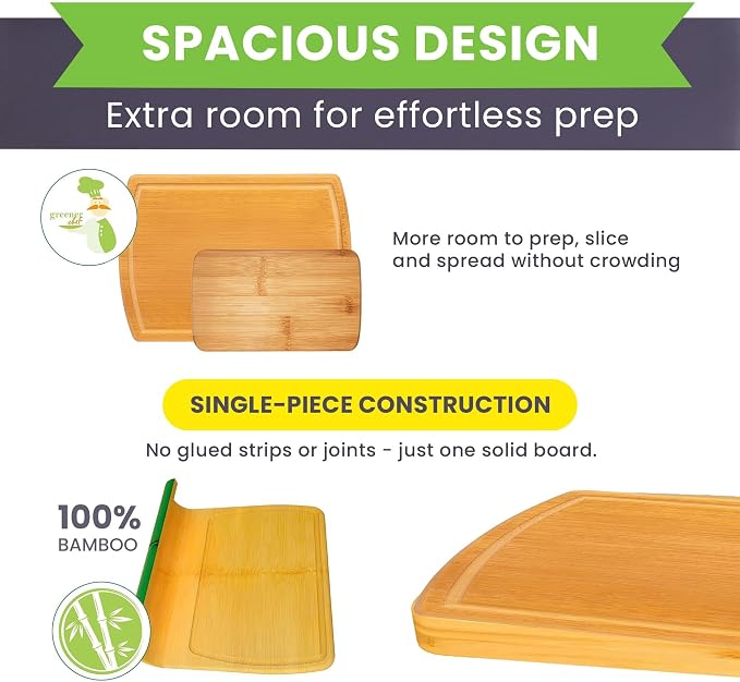 Glue-Free Surface™ 2XL Extra Large Bamboo Cutting Board Set of 4 – Small - Image 2