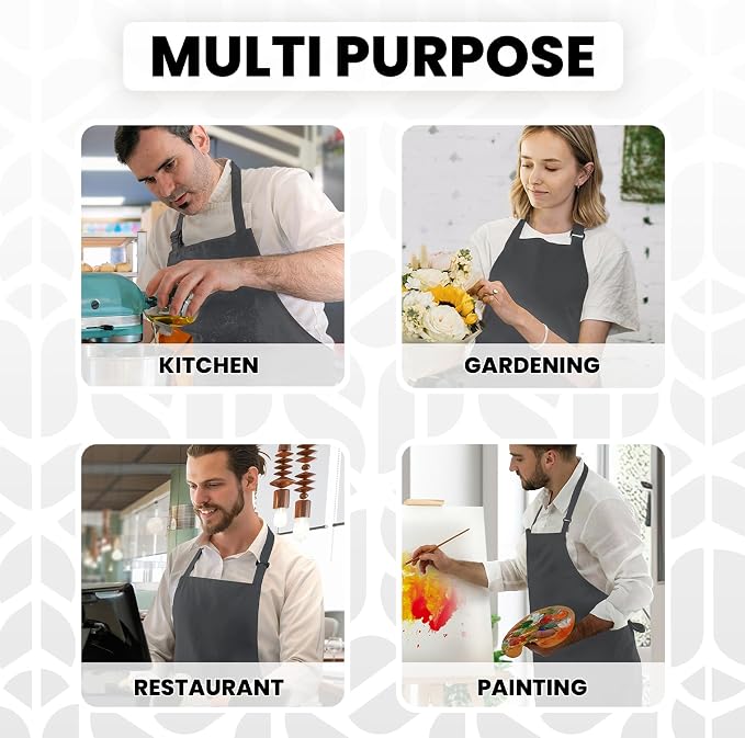 Adjustable Bib Apron 100% Polyester Kitchen Aprons Waterdrop Resistant Aprons - Image 6