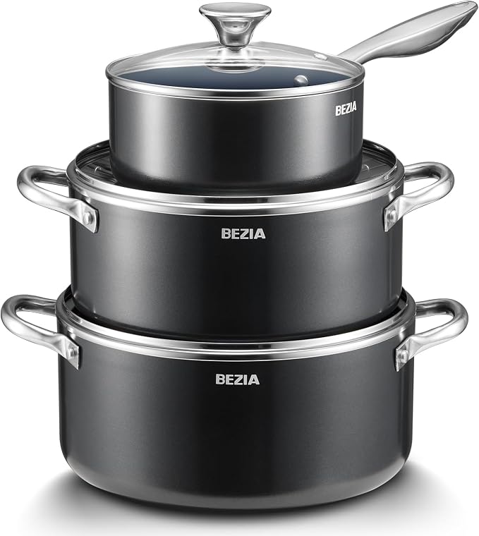 Induction Cookware Set 6-Piece, Stackable Kitchen Cooking Pots Set, 6qt 4.8qt & - Image 9