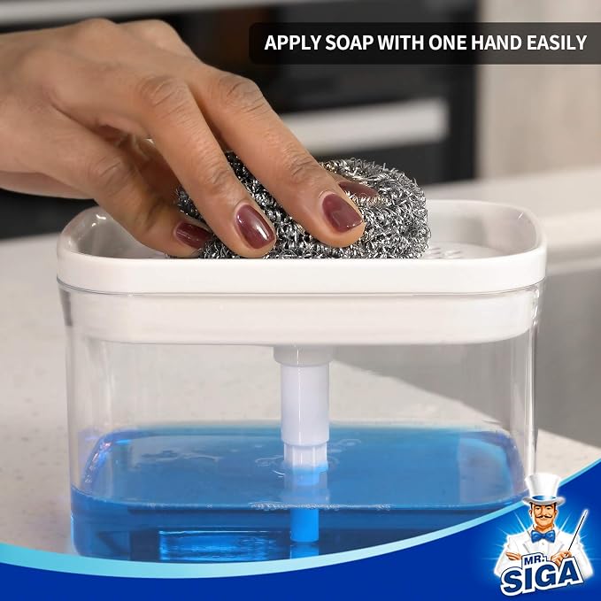 MR.SIGA 2 in 1 Premium Soap Dispenser and Sponge Holder, Dishwashing Soap Pump - Image 5