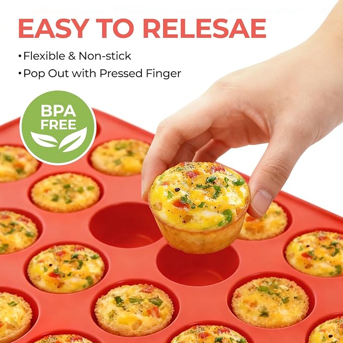 CAKETIME Silicone Muffin Pan Mini 24 Cups Cupcake Pan, Nonstick Food Grade - Image 8