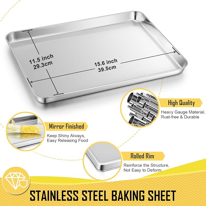 16 Inch Baking Sheet Pan with Cooling Rack Set, Joyfair Stainless Steel Toaster - Image 2