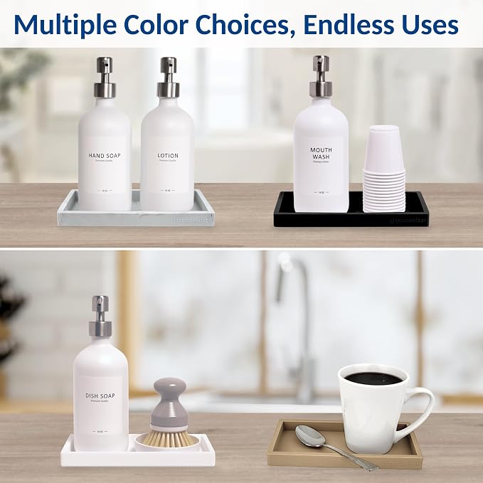 Spacewiser Countertop and Vanity Tray – Small 7.7" Silicone Soap Dispenser Trays - Image 9