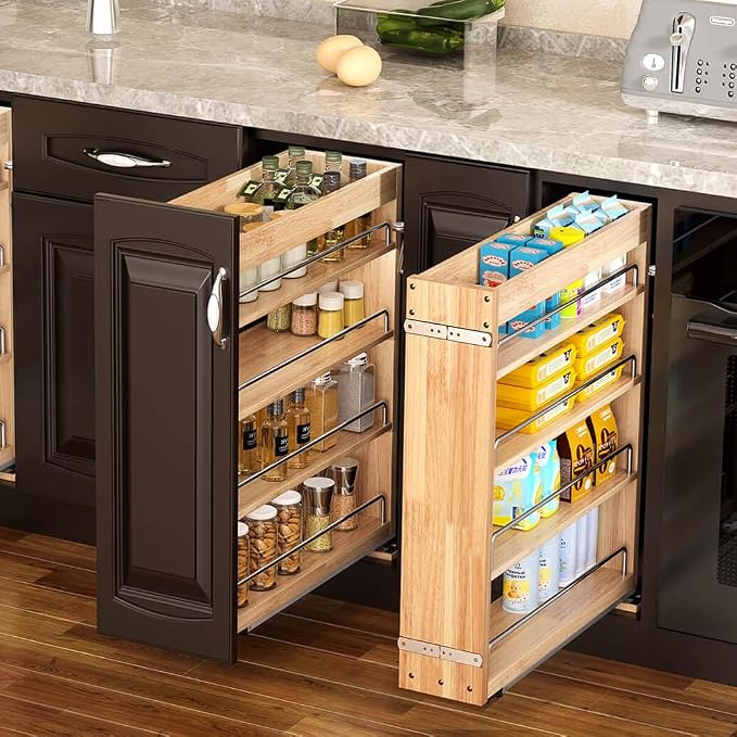 4 Tier Pull Out Spice Rack Holder Shelves, spice organization - Image 2