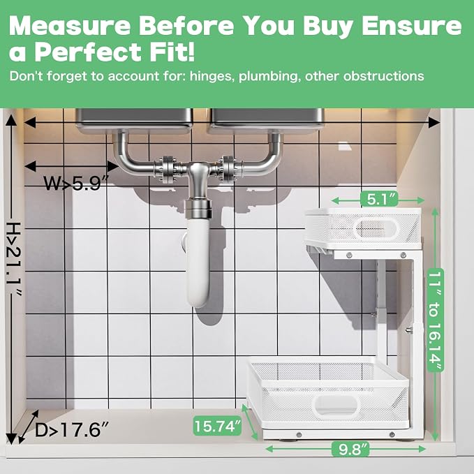 Under Sink Organizer, High Adjustable 2 Tier Under Sink Organizers and Storage - Image 6
