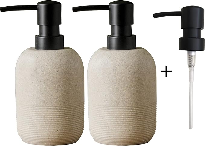 GalDal 2pcs/Set Beige Hand Soap Dispenser Sets, Resin Liquid Soap Dispenser - Image 6