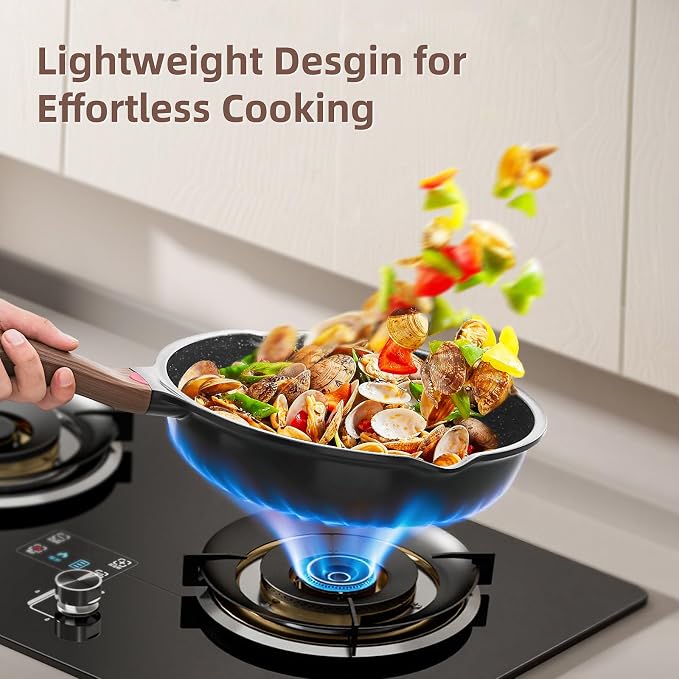 Vinchef Non Stick Frying Pans Set, Deep Frying Pan & Saute Skillet, PFAS PFOA & - Image 5