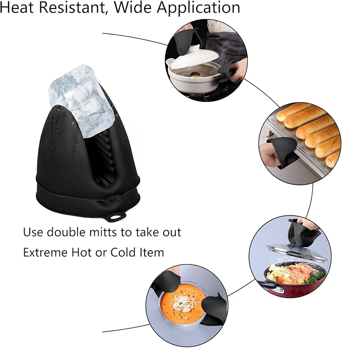 Silicone Oven Mitts Heat Resistant Hot Pot Holders Set - Image 4