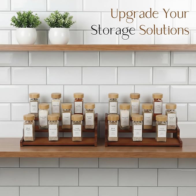 Spice Rack Organizer for Cabinet, Bamboo 12in Tiered Spice Rack，Used for - Image 6
