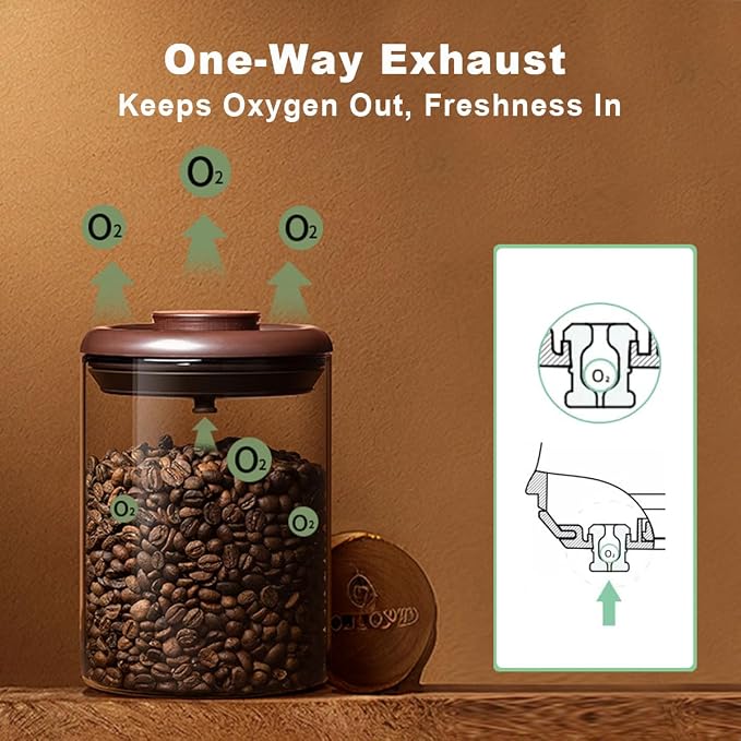 Ankou Glass Coffee Canister 900ml x 2 Jar, Airtight Food Storage Container - Image 3