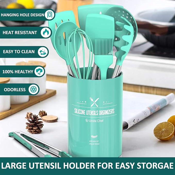 Silicone Cooking Utensil Set, Umite Chef 15pcs Silicone Cooking Kitchen - Image 7