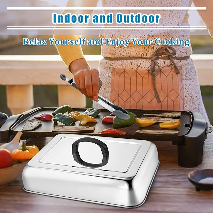 2PCS Rectangular Basting Cover, HaSteeL Stainless Steel Cheese Melting Dome - Image 7
