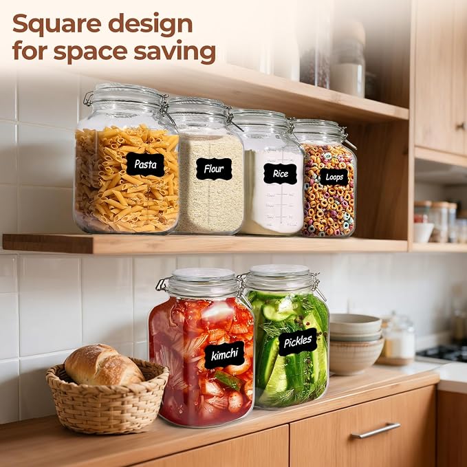 ComSaf 1 Gallon Square Glass Jars - Image 6