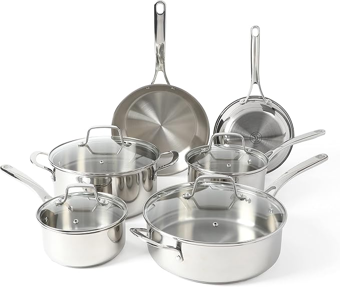 Martha Stewart Castelle 10 Piece 18/8 Durable Stainless Steel Induction Safe by MarthaStewart