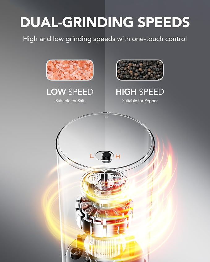 FORLIM 2-Speed ​​Electric Salt And Pepper Grinder Set, External Rotation To - Image 2