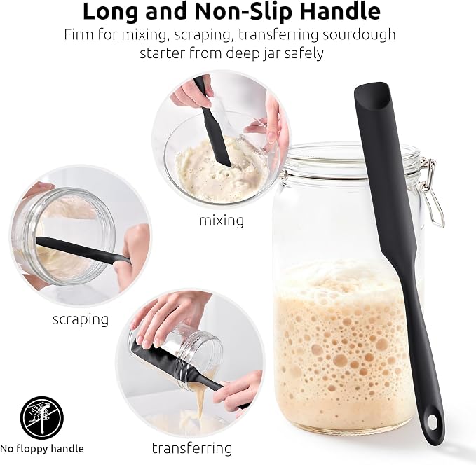 U-Taste Silicone Jar Spatula for Sourdough Starter: Long Skinny Food-Grade Jam - Image 3