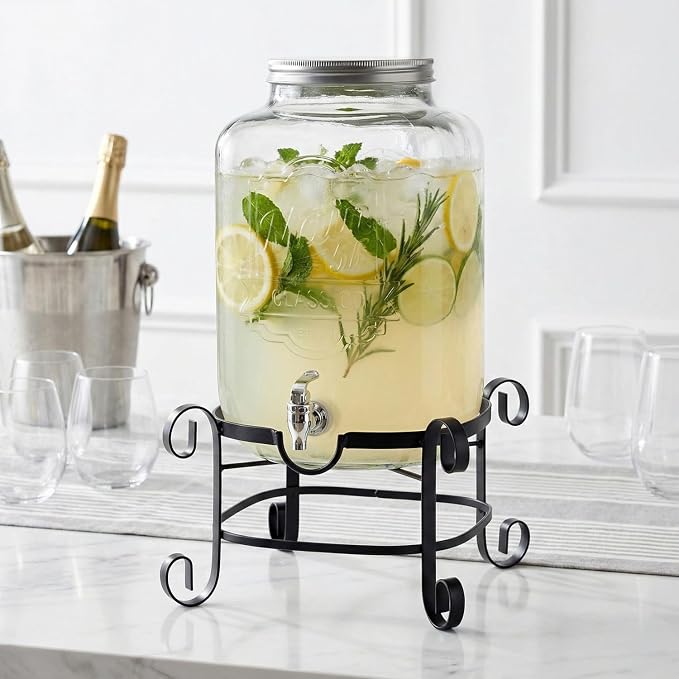 Style Setter Beverage Dispenser Cold Drink Dispenser w/ 3-Gallon Capacity Glass - Image 3