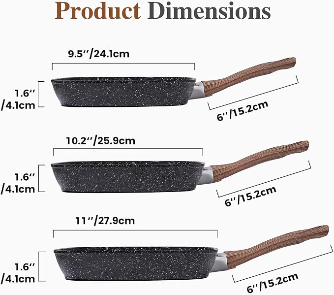 3 Pcs Pots and Pans Set, Nonstick & Non-Toxic Healthy Pots and Pans - Image 2
