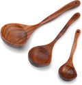 Wooden Ladle Spoon Set, 3 Size Teak Large Soup Ladel Wood Spoons by WoodenKitchenUtensilsSet
