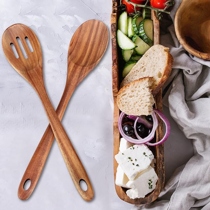 2-Piece 14 inch Large Wooden Spoon Set Non Toxic Solid Wood Spoons Cooking - Image 5