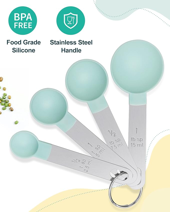 Measuring Cups and Spoons Set of 8 Pieces, nesting measuring cups - Image 4
