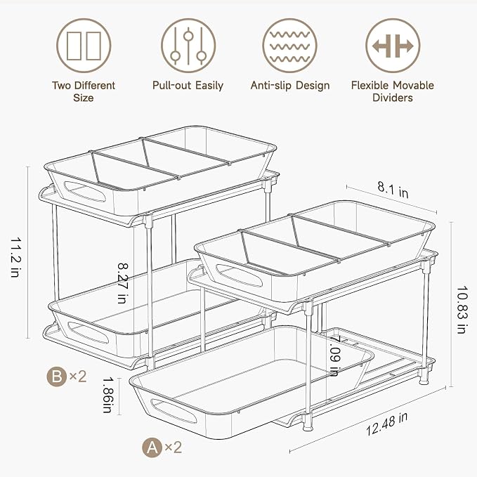 Sevenblue Under Sink Organizer, Bathroom Organizers and Storage, 2 Tier - Image 2
