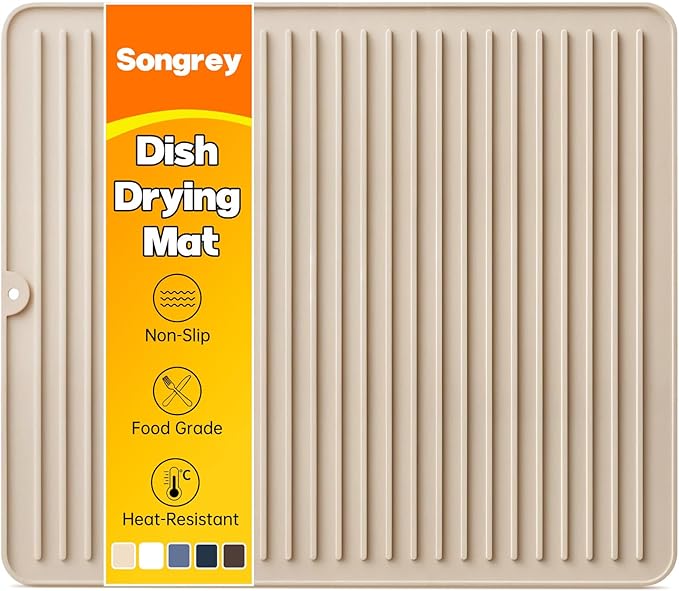 Songrey 18" x 16" Silicone Dish Drying Mat, Kitchen Counter Drying Pad by Unknown