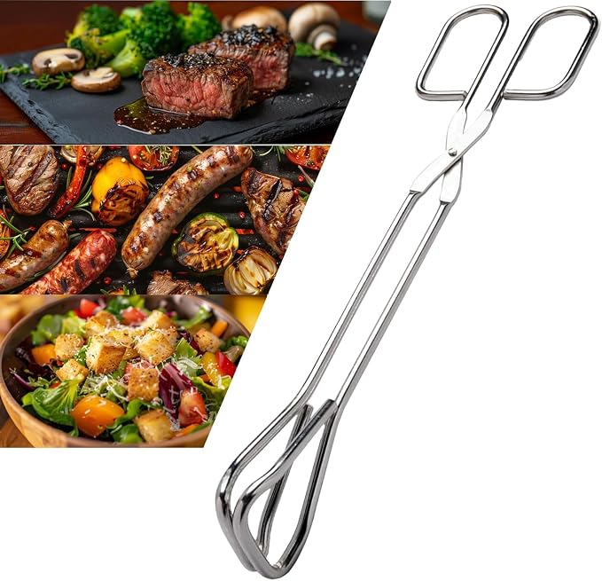 Hiash 11" Heavy Duty Stainless Steel Kitchen Scissor Tongs - Image 7