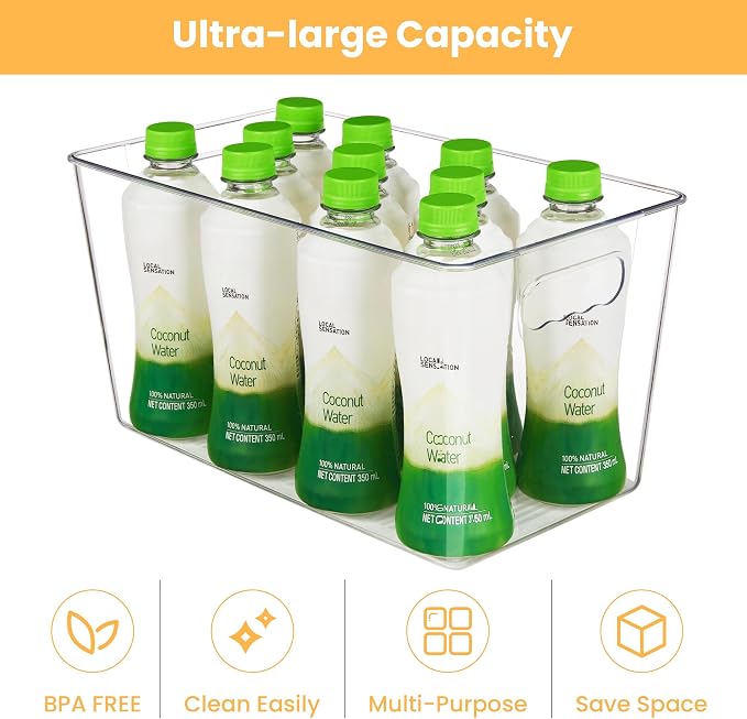 YIHONG Clear Plastic Storage Bins, 8 Pack Pantry Organizer Bins - Image 4