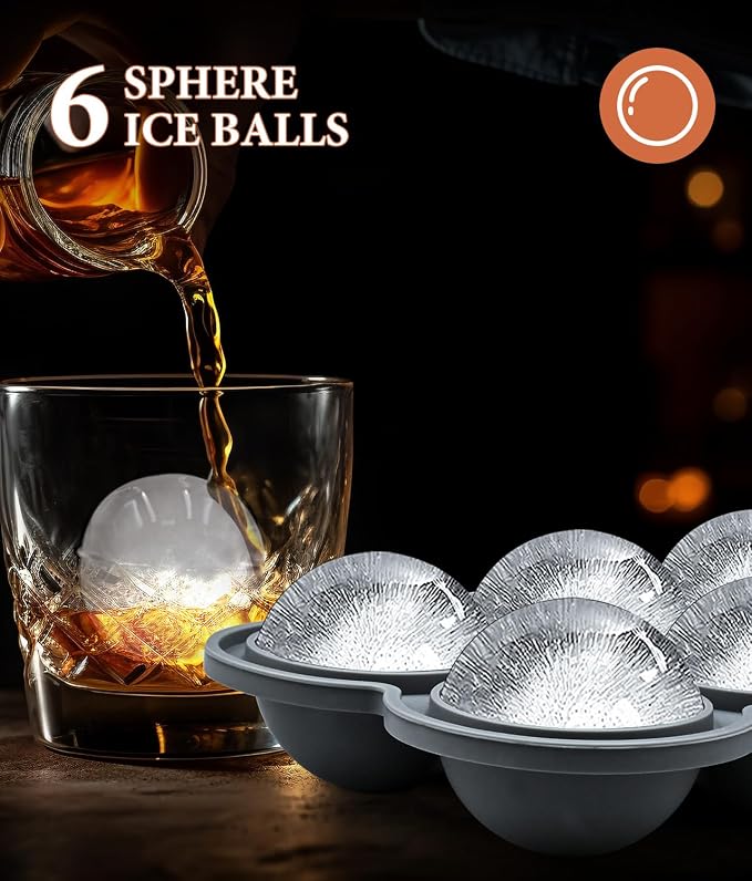 Silicone Large Ice Cube Molds, 6 Ice Ball Maker Mold, 6 Square Ice Cube Mold，4 - Image 4