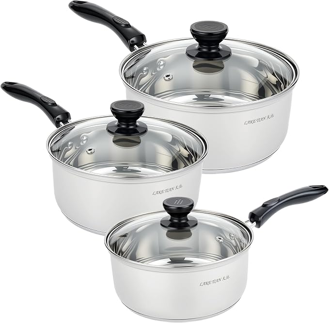 Stainless Steel Saucepan with Lid Set by HomeGood4Less