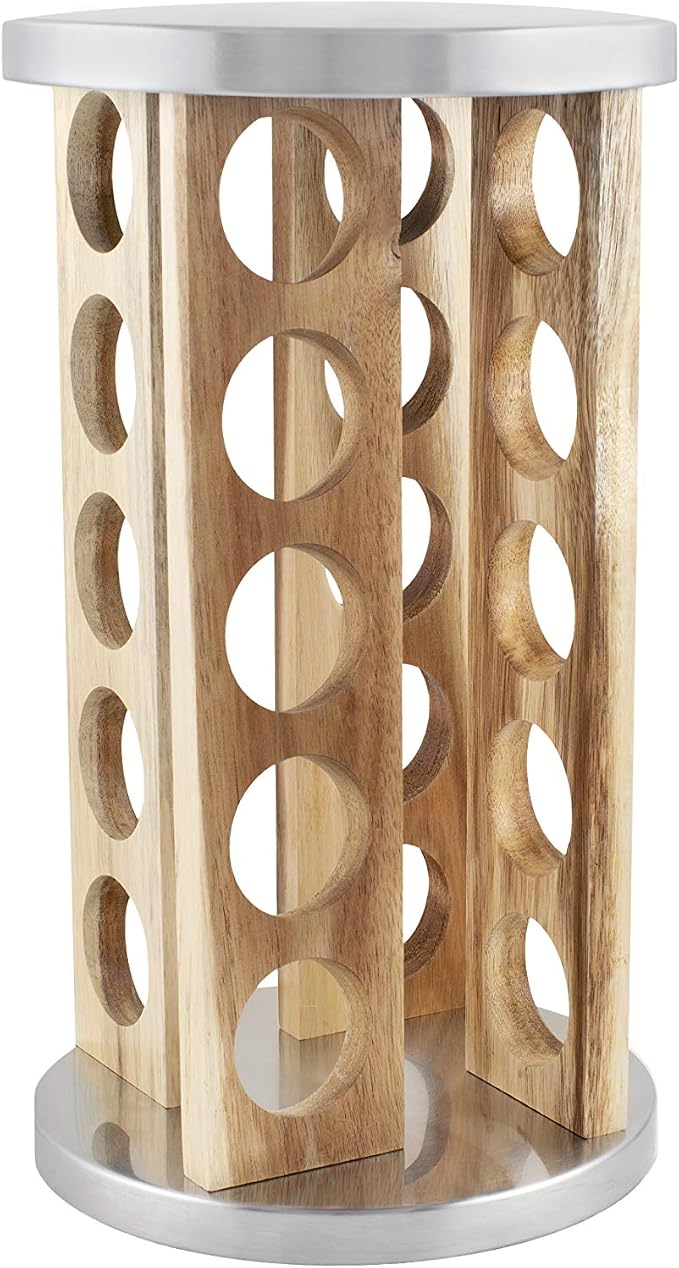 Orii 20 Jar Rotating Light Acacia Wood Spice Rack - Image 4