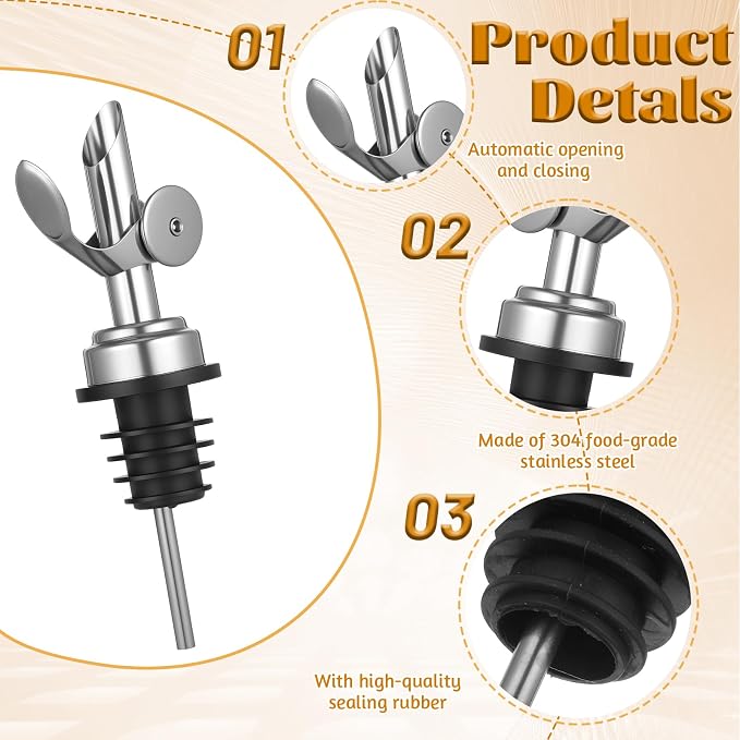 2 PCS Oil Spout, Olive Oil Dispenser Spout, Liquor Pour Spouts Self Closing - Image 3